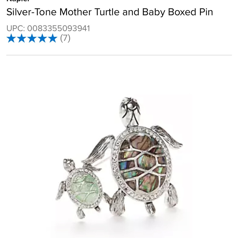 Napier Silver-Tone Mother Turtle and Baby Boxed Pin